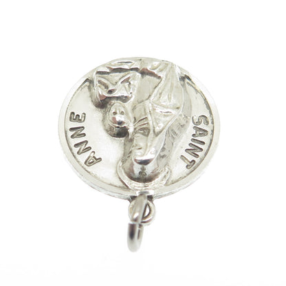 CHAPEL 925 Sterling Silver Vintage St. Anne Religious Medal Charm Pendant