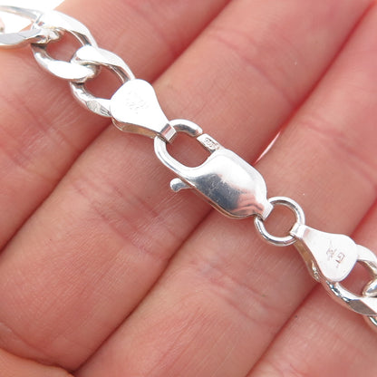 925 Sterling Silver Vintage Italy Figaro Link Bracelet 8"