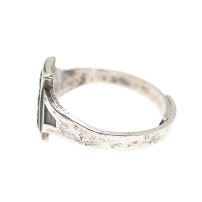 ROBBINS & CO. 925 Sterling Vintage Brownie Girl Scout Adjustable Ring Size 7.75