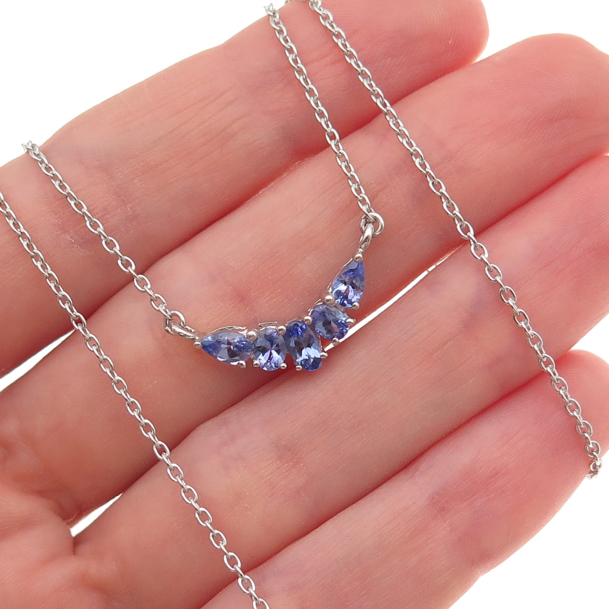 Chuck Clemency 925 Sterling Silver Real Tanzanite Cable Chain Necklace 18"