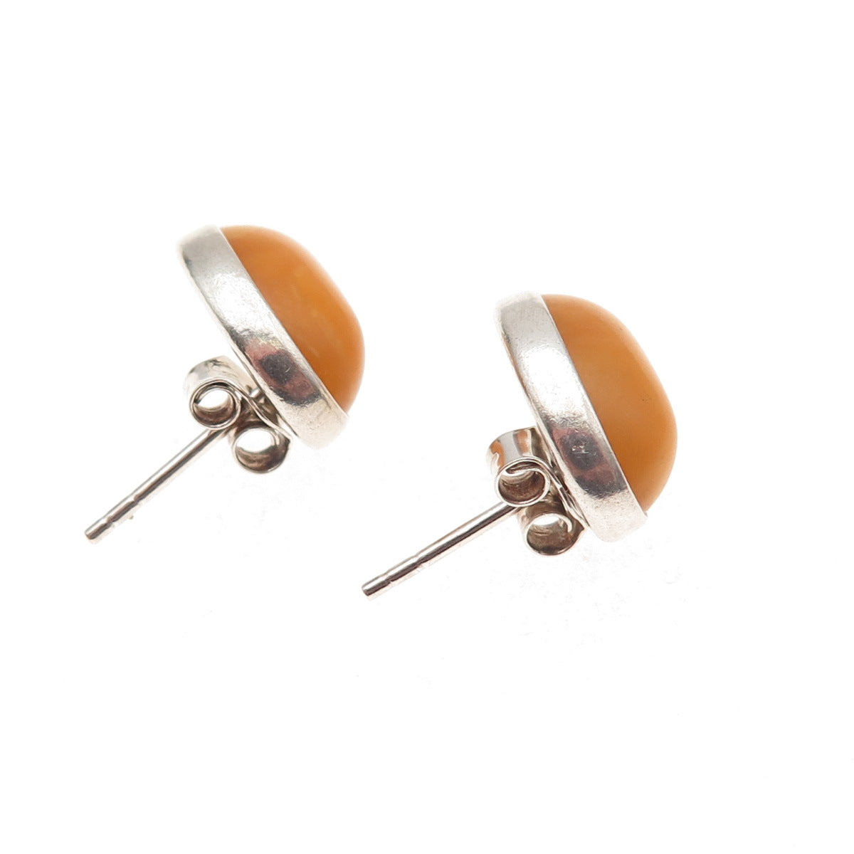 925 Sterling Silver Vintage Real Butterscotch Amber Oval Earrings