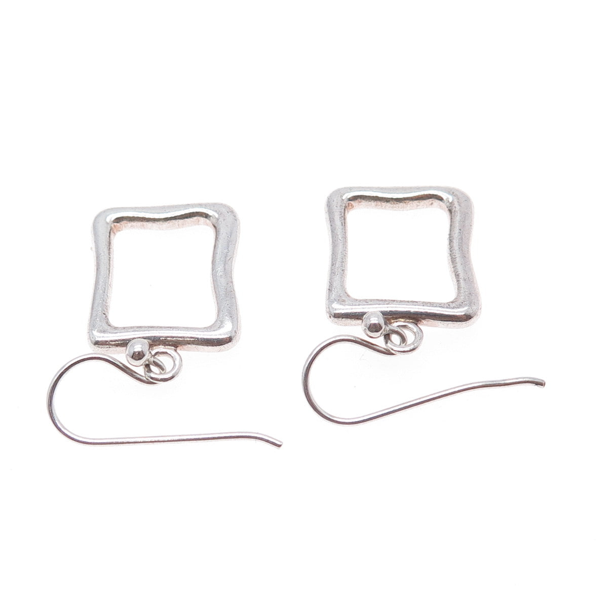 BARSE 925 Sterling Silver Vintage Modernist Square Dangle Earrings