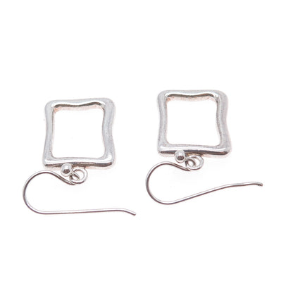 BARSE 925 Sterling Silver Vintage Modernist Square Dangle Earrings