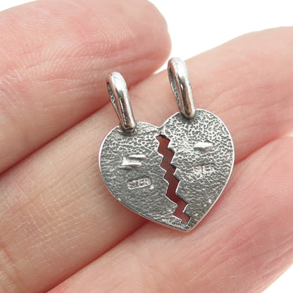 925 Sterling Silver Vintage "Best Friends" Broken Heart Pendant