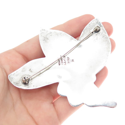 LATON 925 Sterling Silver 2-Tone Vintage Mexico Modernist Flower Pin Brooch