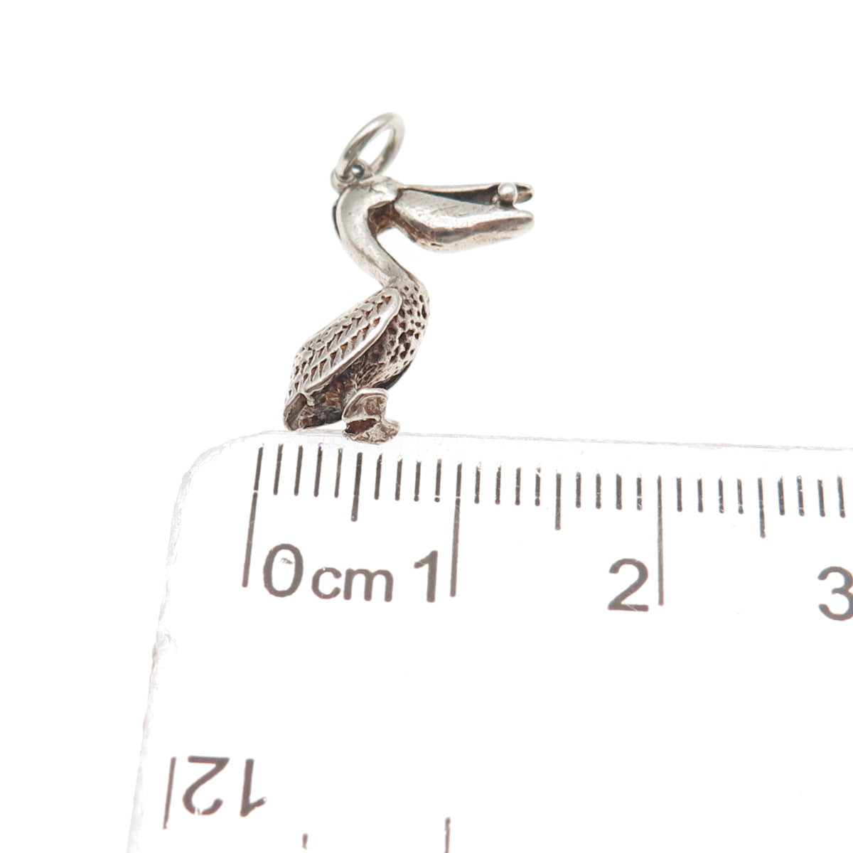 925 Sterling Silver Vintage Pelican Oxidized Mini Charm Pendant
