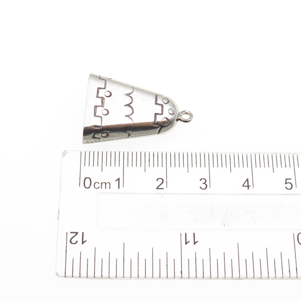 Old Pawn 925 Sterling Silver Vintage Southwestern Bell Tribal 3D Charm Pendant