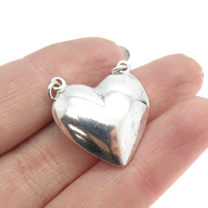 925 Sterling Silver Vintage Puffy Heart Central Necklace Part