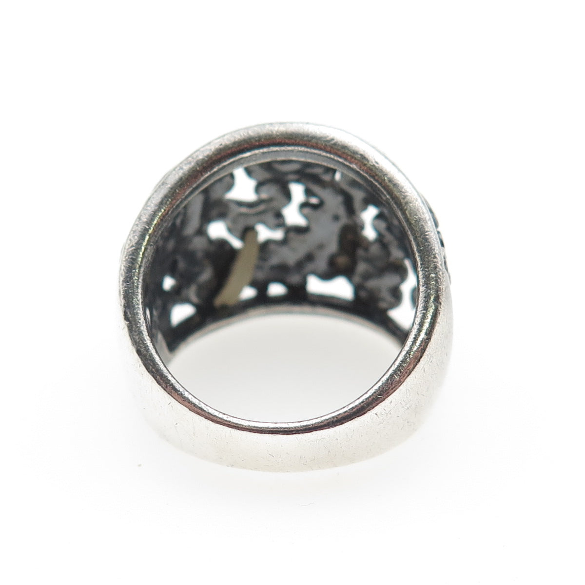 CFJ Collins Fine 925 Sterling Silver Vintage Flower Oxidized Ring Size 6.75