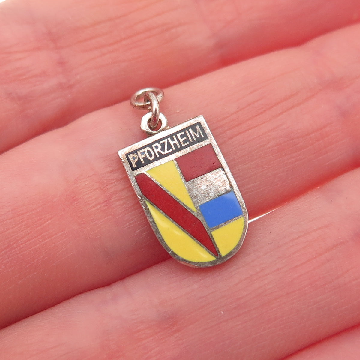 Schmidt & Bruckmann 835 Silver Vintage Enamel Pforzheim Mini Charm Pendant