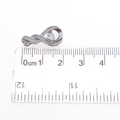 925 Sterling Silver Real Round-Cut Diamond Twisted Slide Mini Charm Pendant