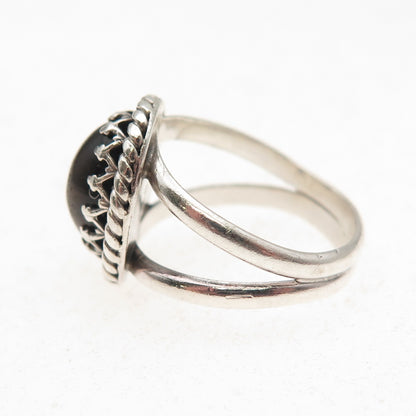 Phillip Long Navajo Old Pawn 925 Sterling Silver Vintage Tiger Eye Ring Size 4.5