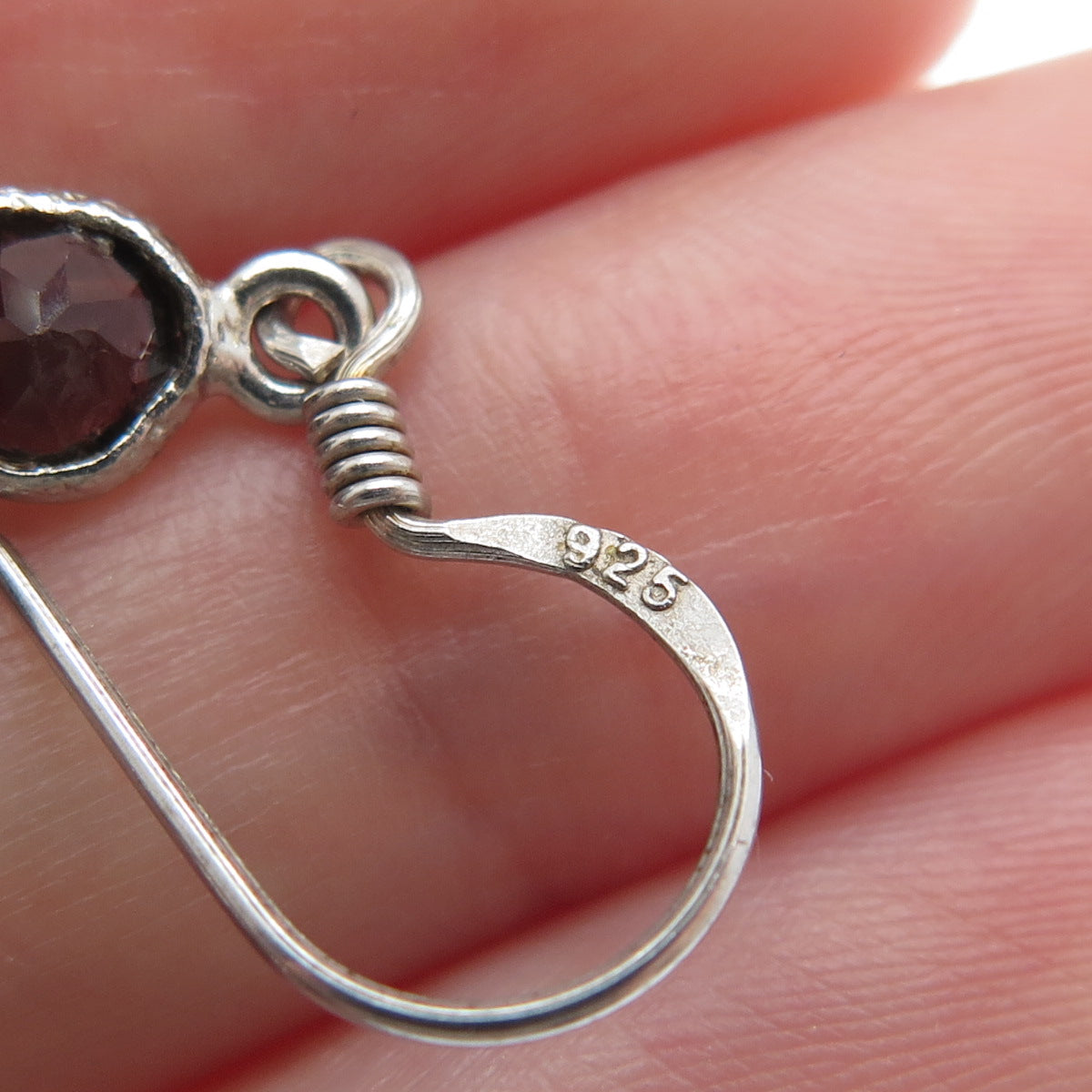 925 Sterling Silver Vintage Real Smoky Quartz Cluster Dangle Earrings