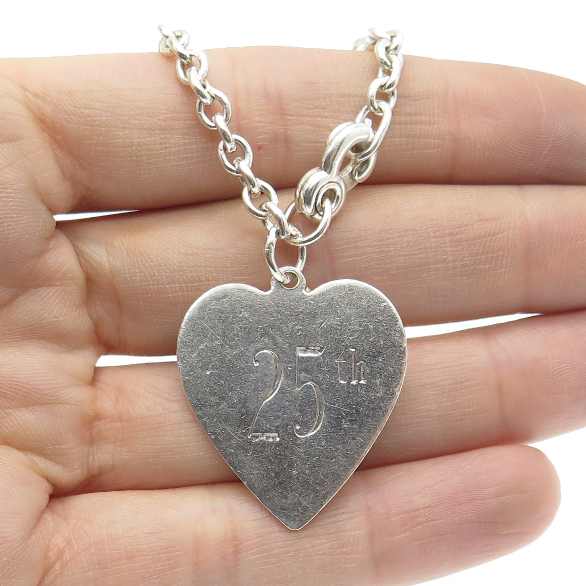 TIFFANY & CO. Sterling Silver Antique Art Deco Engraved Heart Tag Key Chain Fob