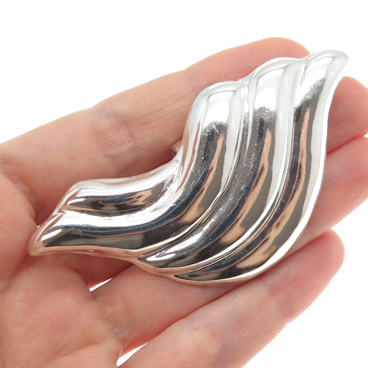 925 Sterling Silver Vintage Mexico Modernist Oxidized Pin Brooch / Pendant