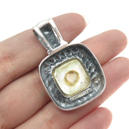 925 Sterling Silver Vintage Real Mother-of-Pearl Twisted Pendant