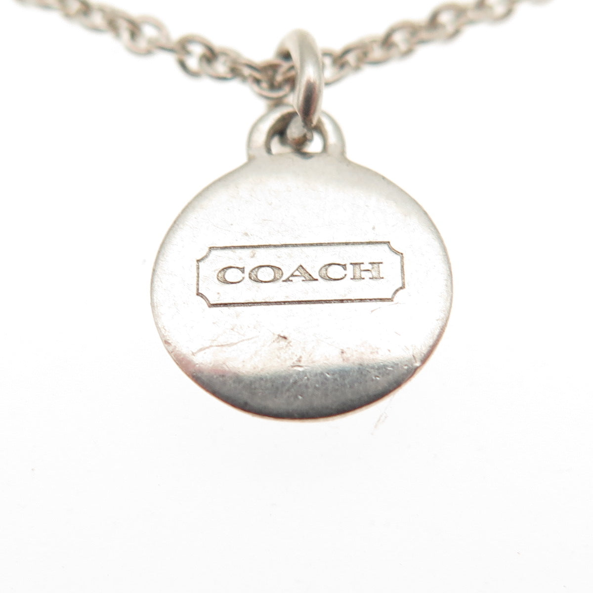 Coach 925 Sterling Silver Rhinestone Anchor 3-Strand Cable Chain Necklace 16"