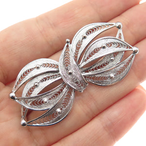STANCO 925 Sterling Silver Vintage Floral Filigree Pin Brooch