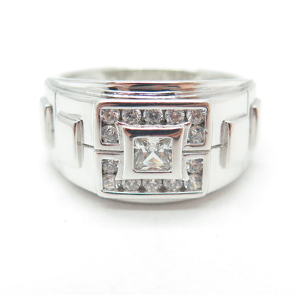 925 Sterling Silver Princess-Cut & Round-Cut Shaped C Z Ring Size 9.25