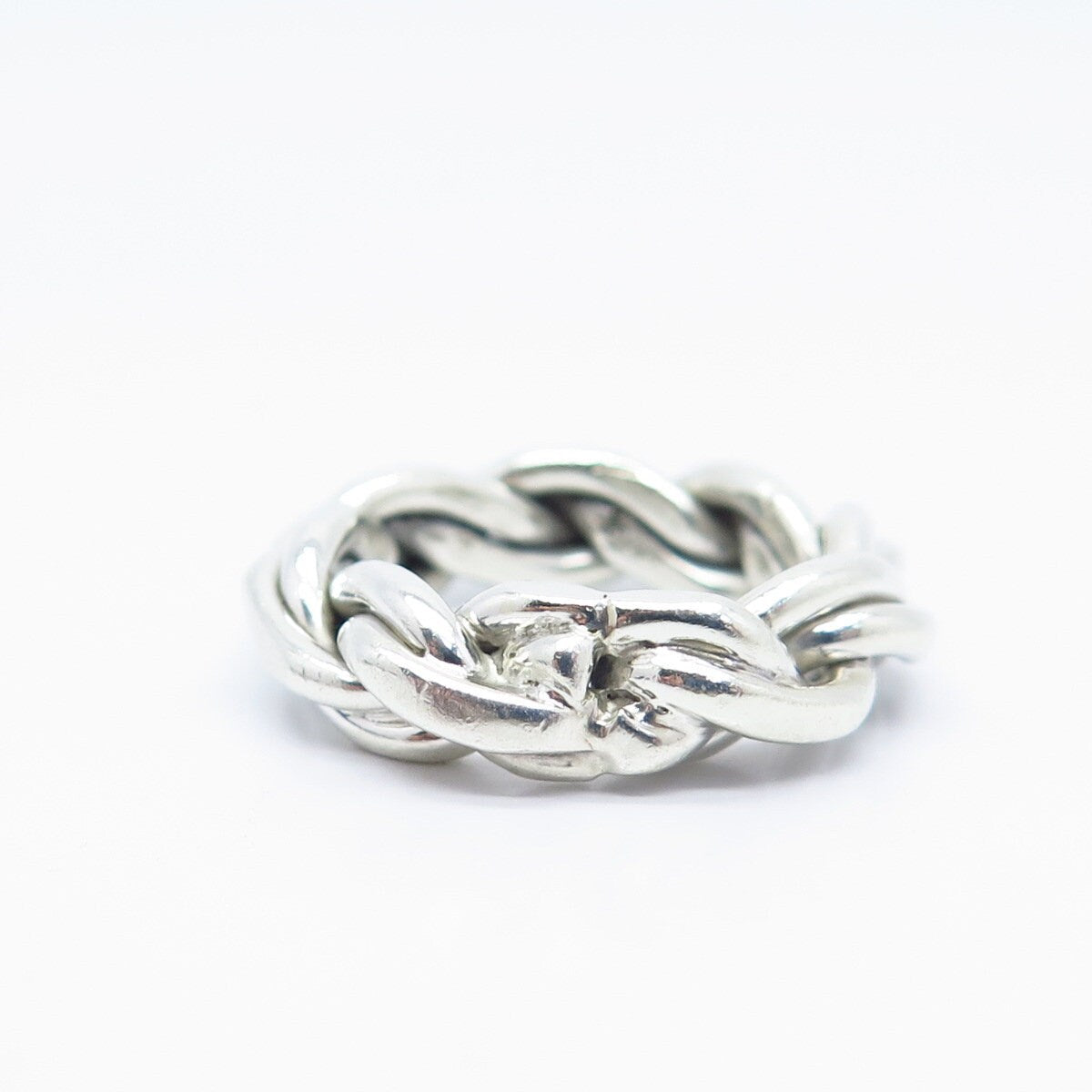 925 Sterling Silver Vintage Wicker / Twisted Band Ring Size 6.5
