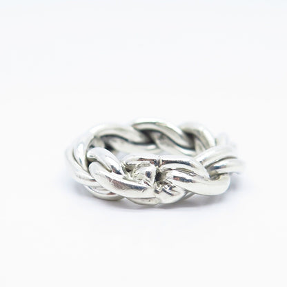 925 Sterling Silver Vintage Wicker / Twisted Band Ring Size 6.5