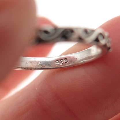 925 Sterling Silver Vintage Swirl Oxidized Band Ring Size 5.5