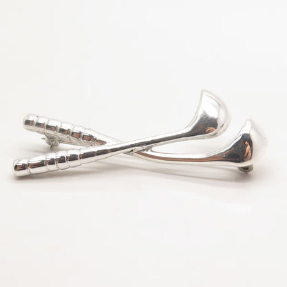 925 Sterling Silver Vintage Golf Clubs Pin Brooch