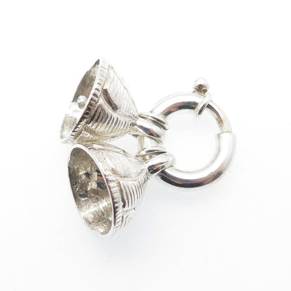 925 Sterling Silver Vintage Bracelet / Necklace Two Ends Spring Ring Lock Clasp