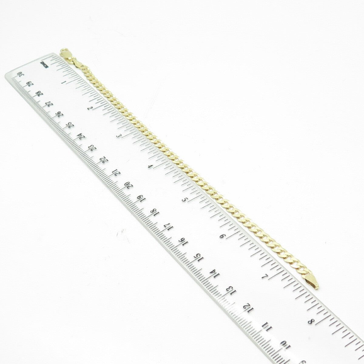 HAN 925 Sterling Silver Gold Plated Italy Cuban Link Bracelet 7.75"