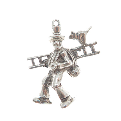 835 Silver Vintage Chimney Sweep 3D Pendant