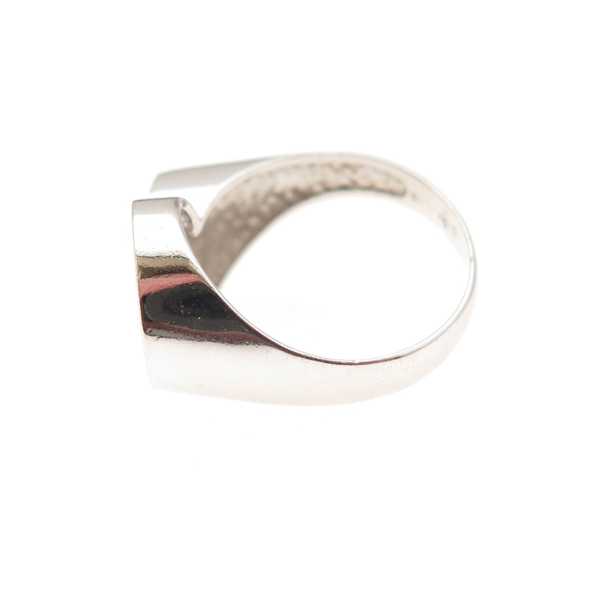925 Sterling Silver Vintage Enamel Modernist Bypass Ring Size 4.75
