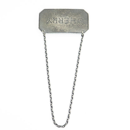 HUKIN & HEATH 925 Sterling Silver Antique Art Deco England "Sherry" Bottle Tag