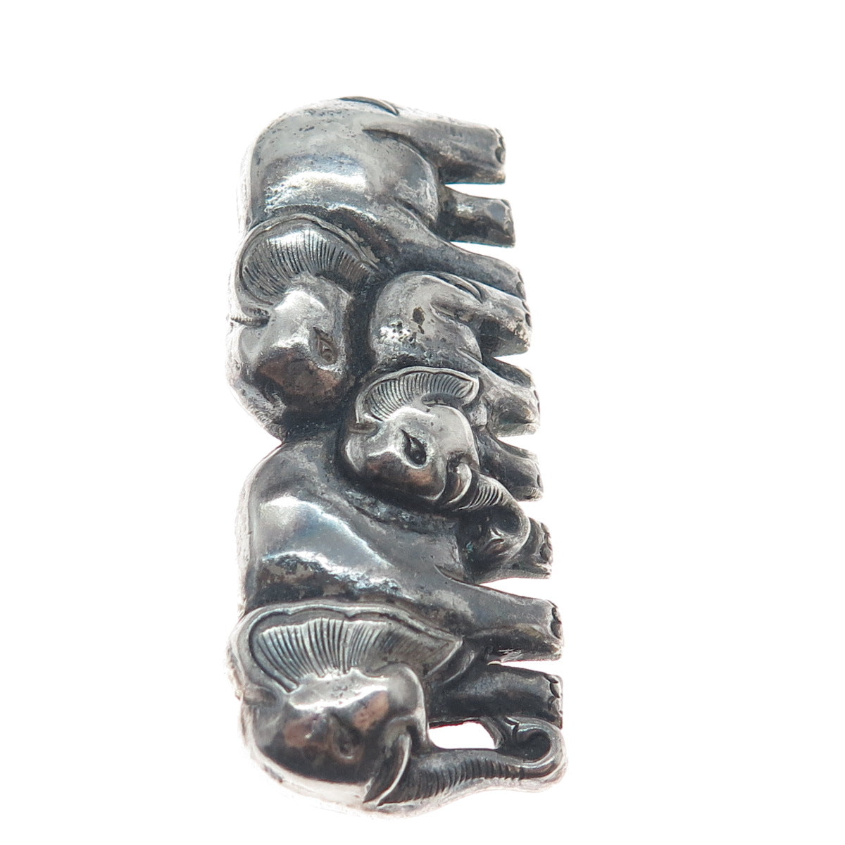 925 Sterling Silver Vintage Herd of Elephants Oxidized Pin Brooch