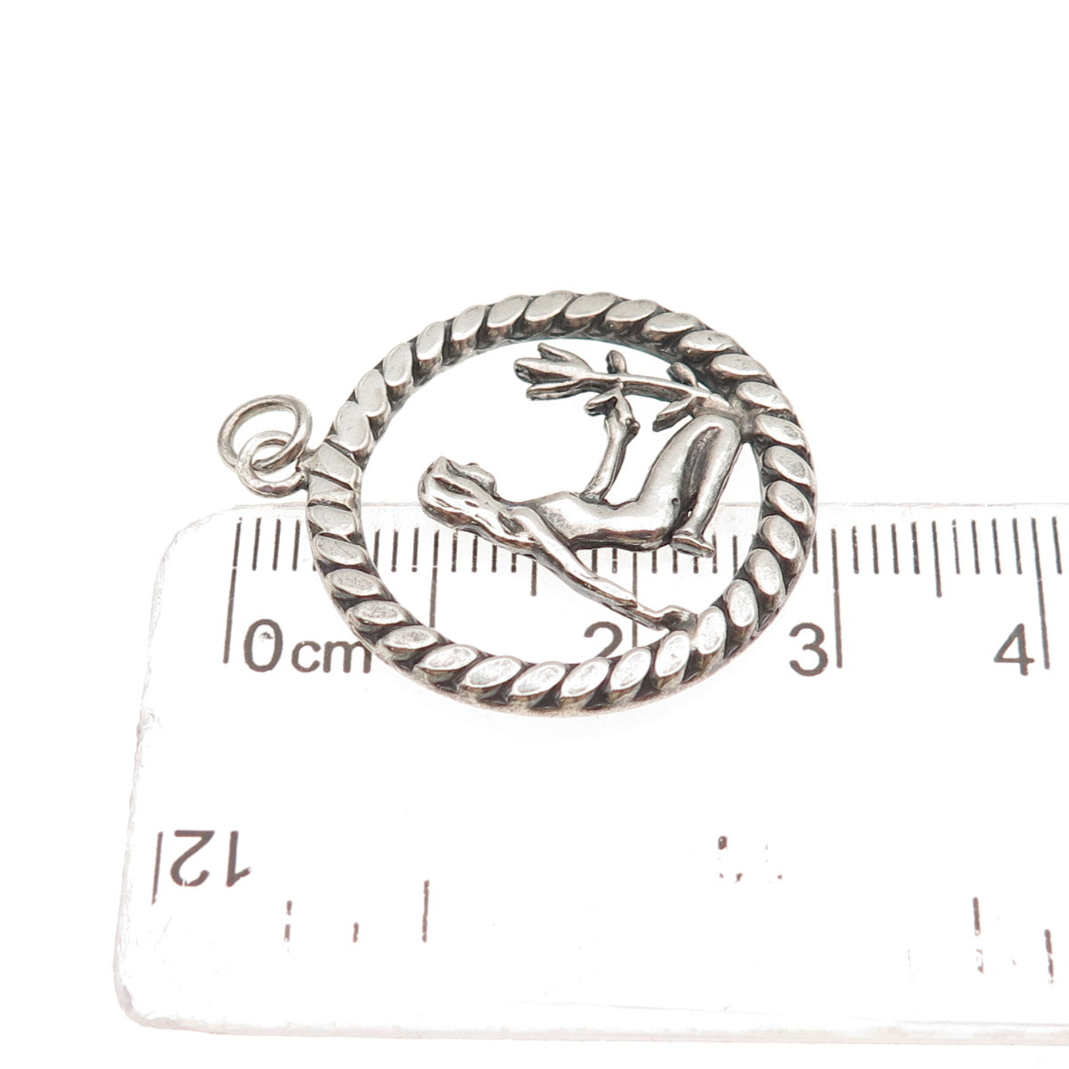 925 Sterling Silver Vintage Virgo Zodiac Sign Oxidized Pendant