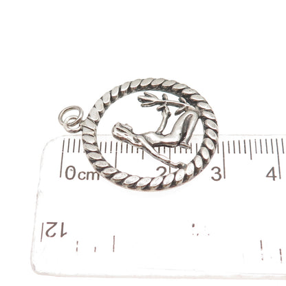 925 Sterling Silver Vintage Virgo Zodiac Sign Oxidized Pendant