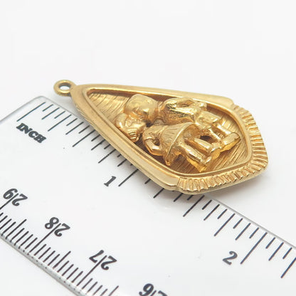 925 Sterling Silver Gold Plated Vintage McM Boy & Girl Pendant