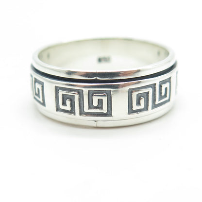 950 Silver Vintage Greek Maze Rotating Band Ring Size 12.25