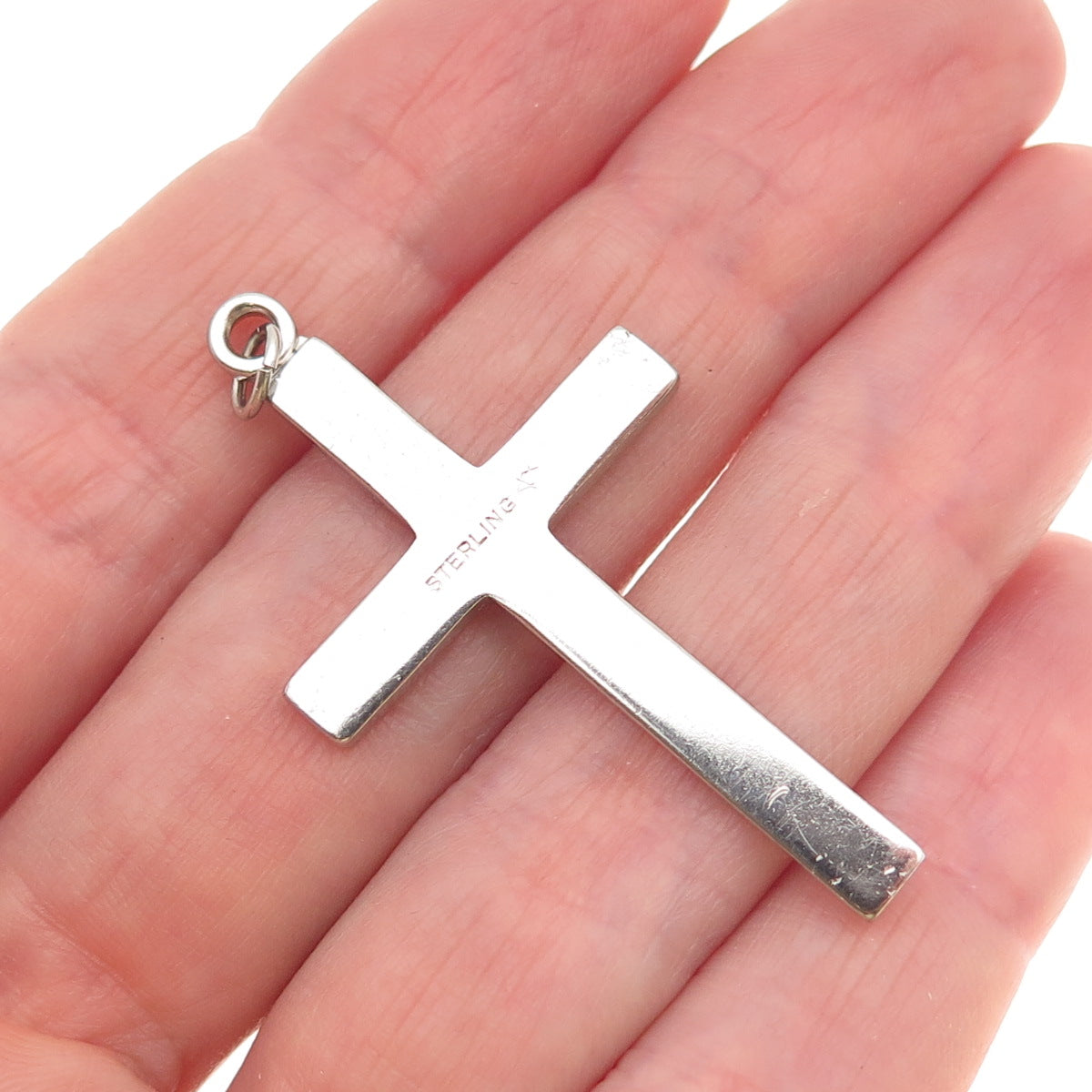 Vargas 925 Sterling Silver Antique Art Deco Heart Cross Charm Pendant