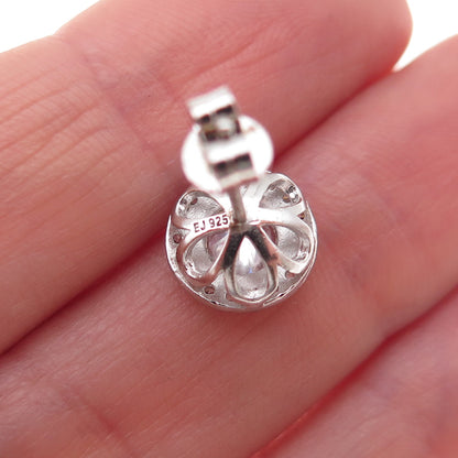 925 Sterling Silver Round-Cut C Z Stud Earrings