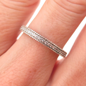 925 Sterling Silver Round-Cut C Z Half Eternity Stackable Band Ring Size 7