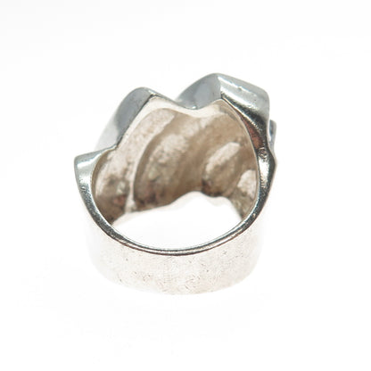 925 Sterling Silver Vintage Mexico Modernist Dome Oxidized Ring Size 6.5