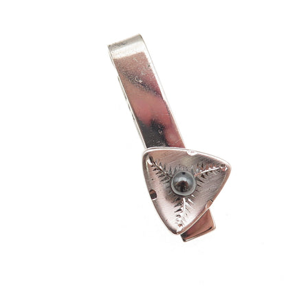 925 Sterling Silver Vintage Real Hematite Oxidized Tie Clip