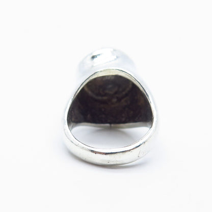 925 Sterling Silver Vintage Wrinkled Oval Ring Size 5.75