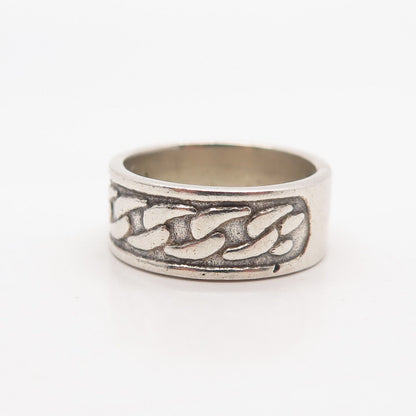 925 Sterling Silver Vintage C & S Chain Band Ring Size 6.25