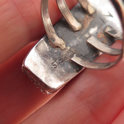 Pauline Nelson Navajo Old Pawn Sterling Silver Vintage Rhodonite Ring Size 7.25