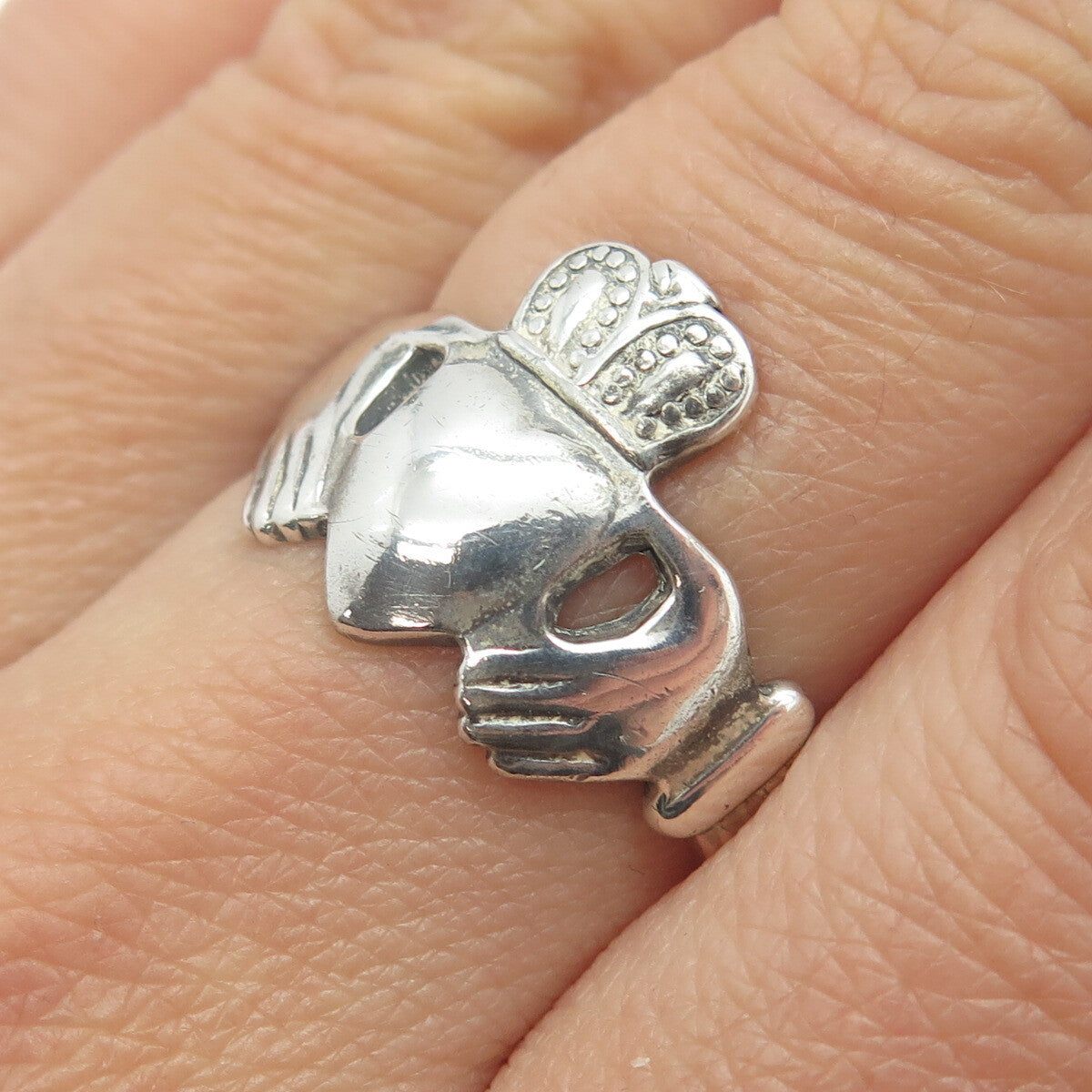 925 Sterling Silver Vintage 1976 OC Ireland Claddgh Ring Size 7.5