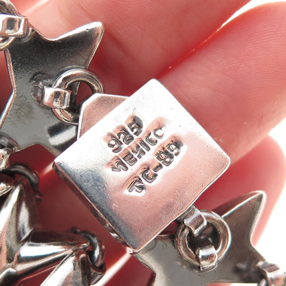 925 Sterling Silver Vintage Mexico Modernist X Link Bracelet 7.25"