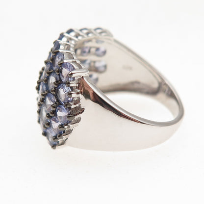 925 Sterling Silver Real Round-Cut Tanzanite Ring Size 8