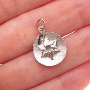 925 Sterling Silver Antique Art Deco Star of David Oxidized Charm Pendant