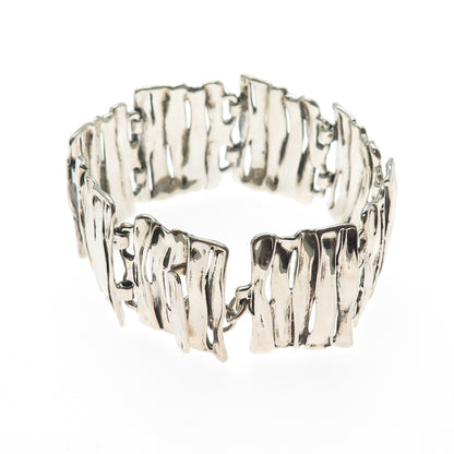 HAGIT GORALI 925 Sterling Silver Vintage Israel Modernist Panel Link Bracelet 6"